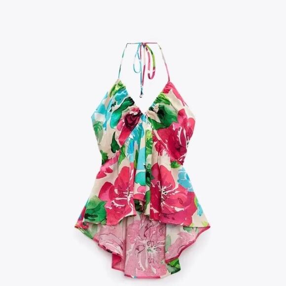 Zara Floral Multicolor Women's Top Size Large NWOT - Picture 4 of 6